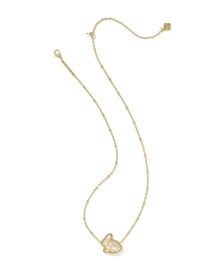 Bunny Short Pendant Necklace Gold Taupe Mother Of Pearl