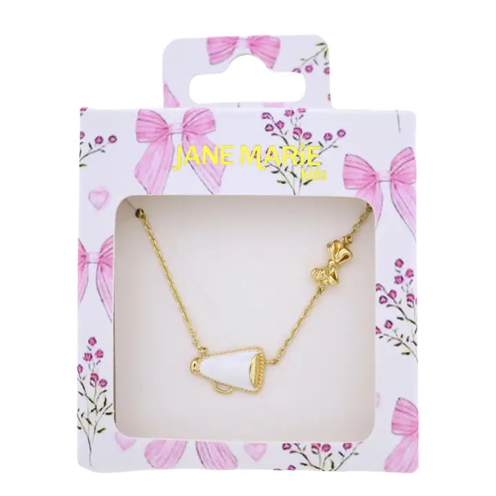 Kids Gold Cable Chain Necklace with Megaphone & Bow