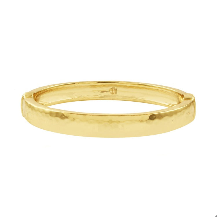 Cleo S,M Oval Hinged Bangle in Hammered Gold
