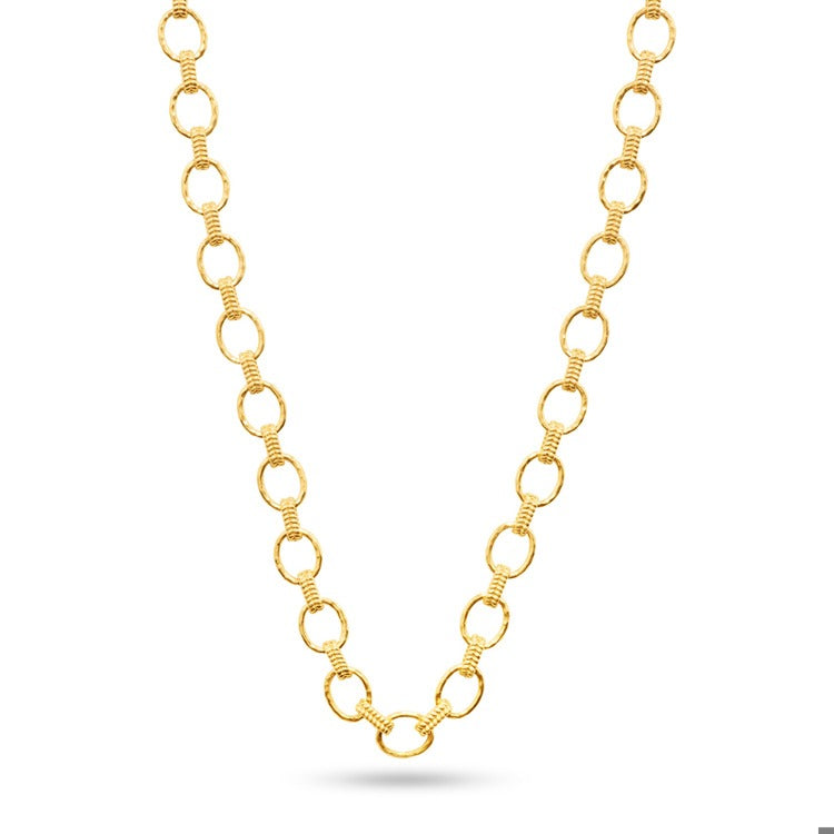 Cleopatra Small Link Necklace in Hammered Gold