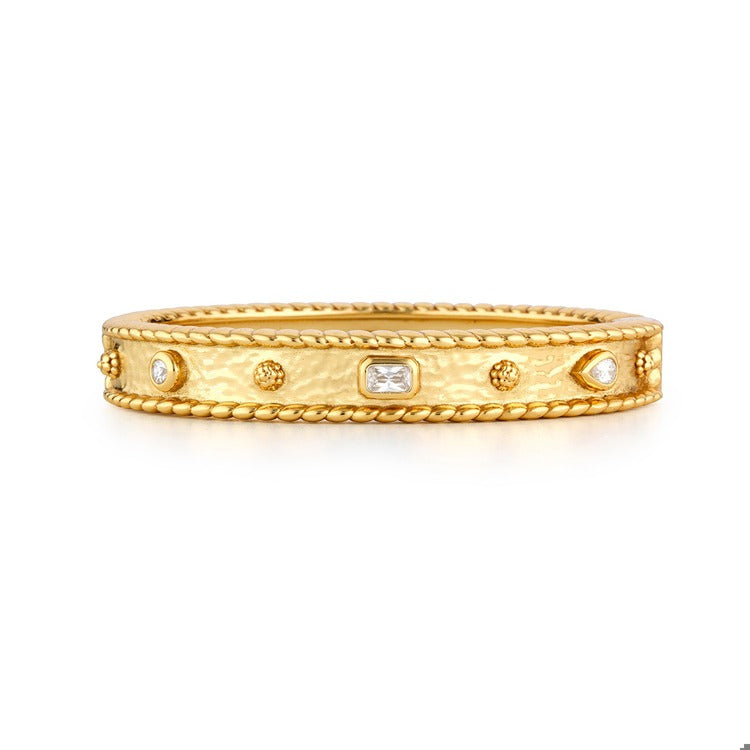 Berry Gem Hinged Bangle, Clear CZ