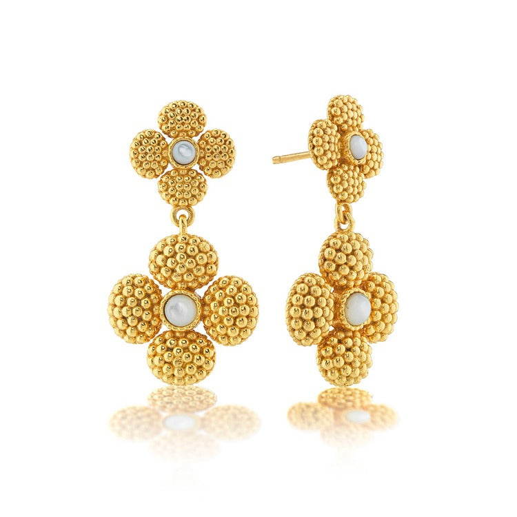 Berry Clover Convertible Duo Earrings, MOP