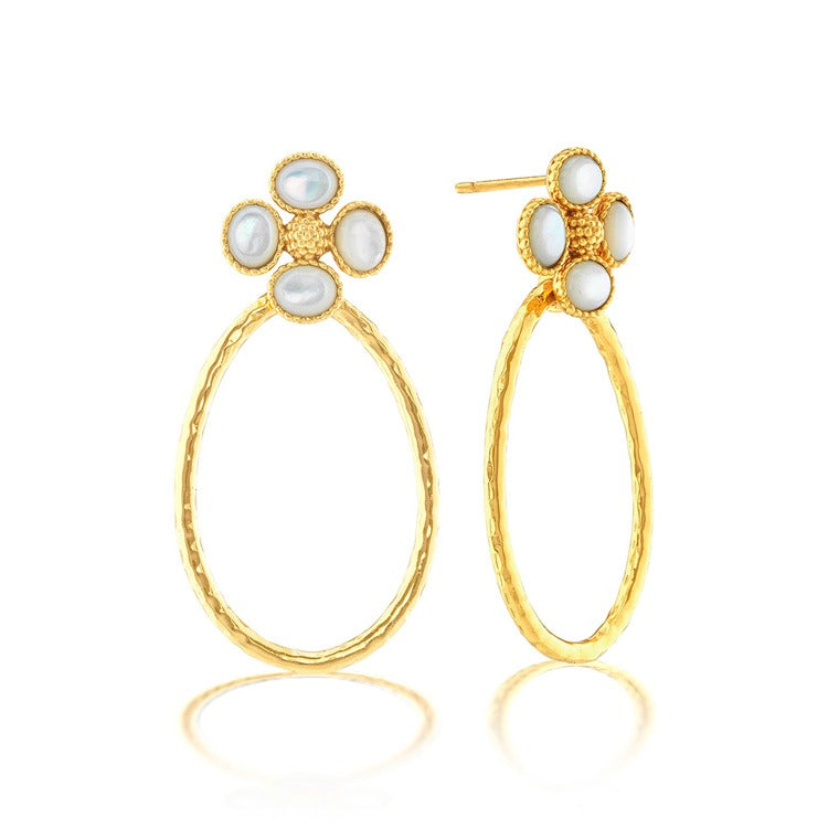 Berry Clover Teardrop Earrings, MOP