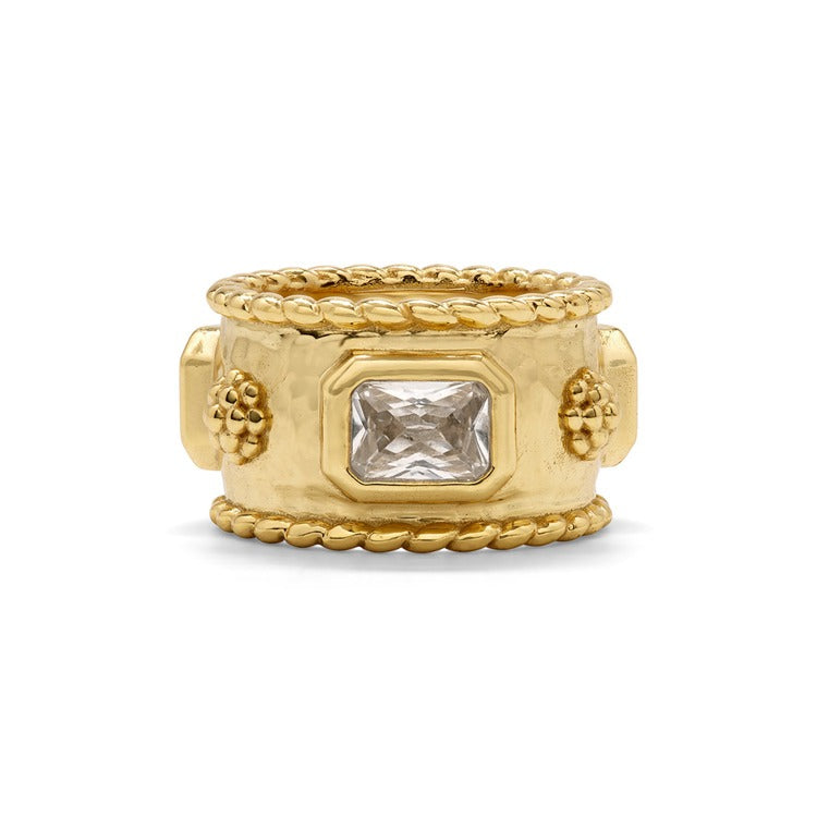 Berry Hmmrd Band w Clear Cubic Zirconia, Size 8