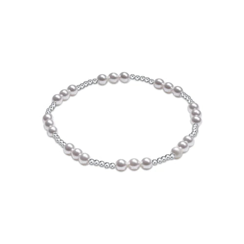 Classic Joy Pattern 4mm Bead Bracelet- Sterling Pearl