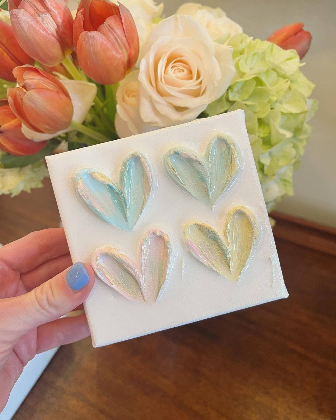 HappiesByAMS - Canvas - 4x4 inch - Mini Hearts