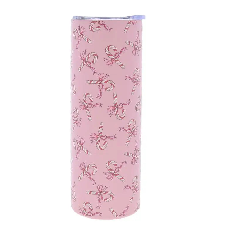 Christmas Candy 20 oz. Skinny Tumbler with Lid and Staw