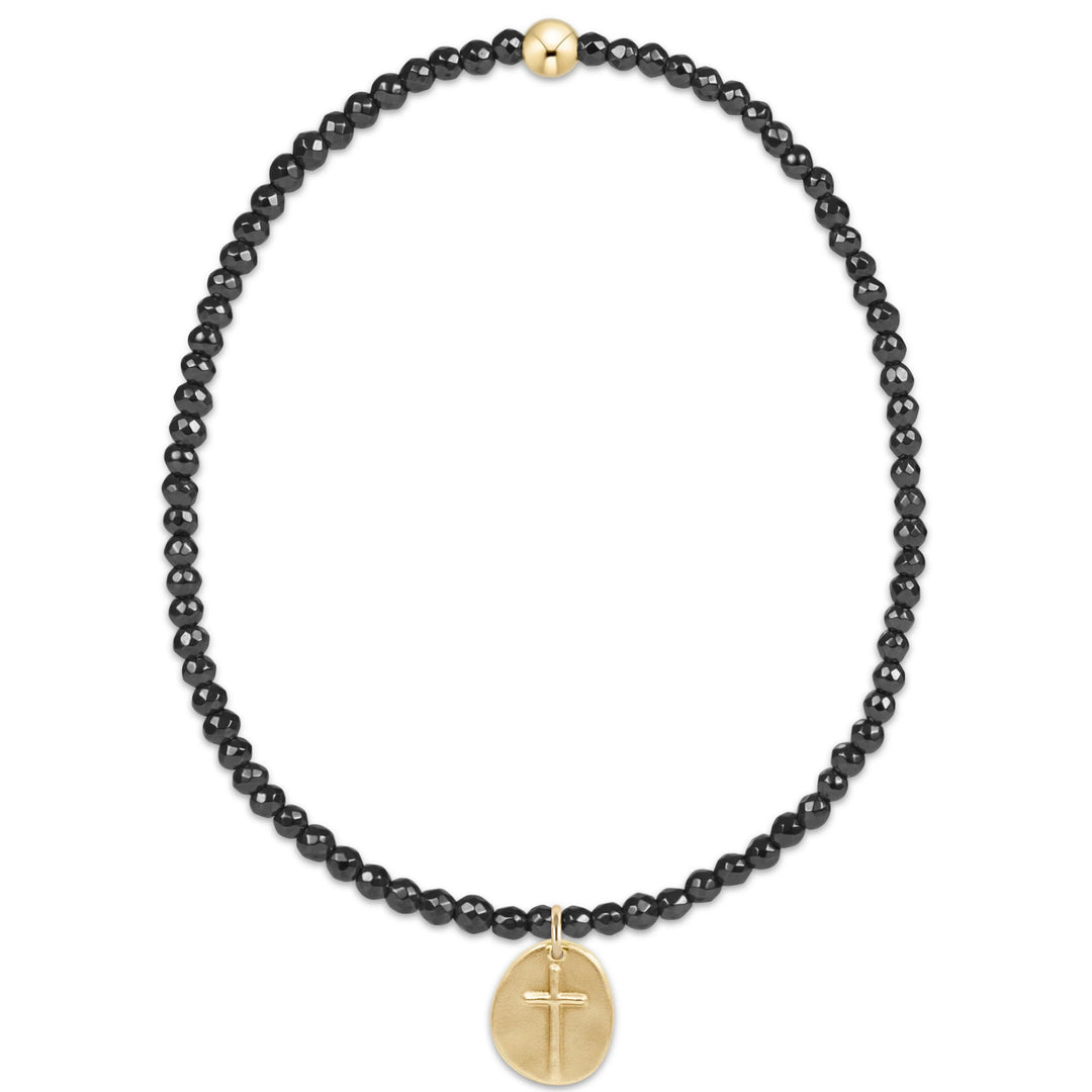 Extends Faceted Hematite 2mm Inspire Small Gold Charm Bracelet