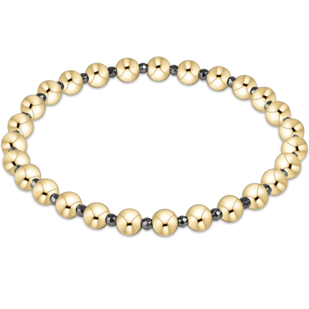 Extends Silver Faceted Hematite Grateful Pattern 5mm Bead Bracelet