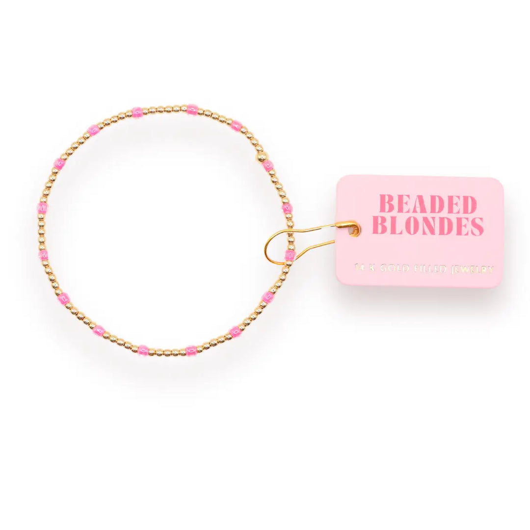 Beaded Blondes Hot Pink Dainty Poppi Bracelet