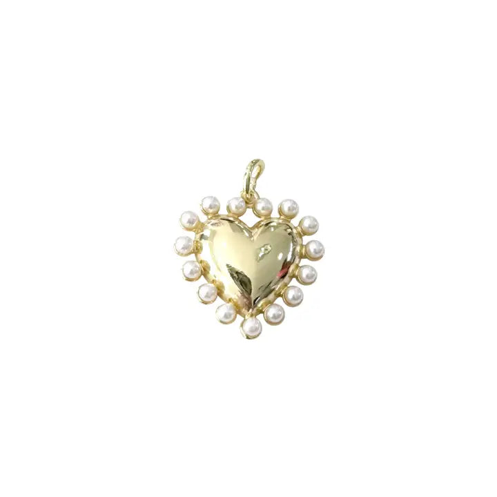 Pearl Gold Heart Scarf Charm