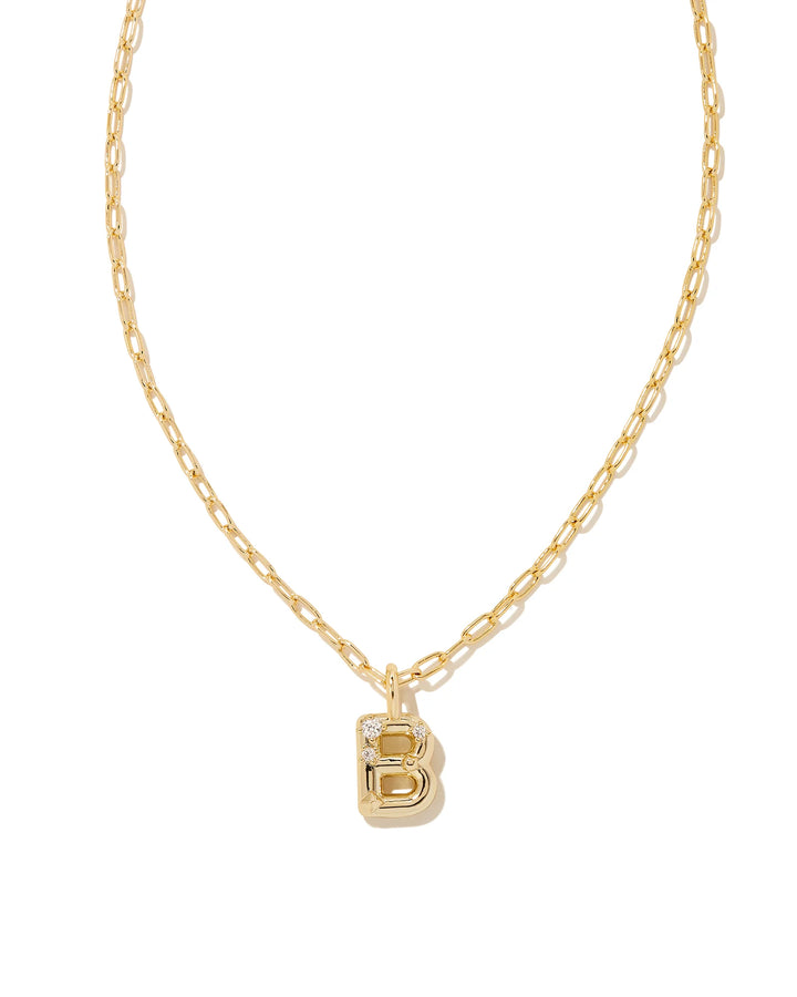 Kendra Scott Crystal Letter Gold Short Pendant Necklace