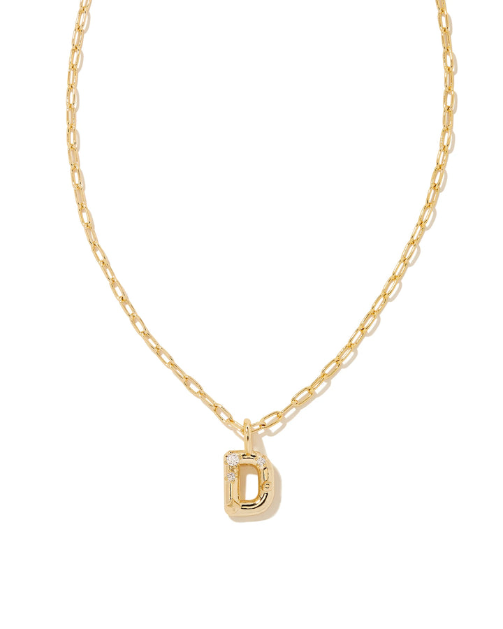 Kendra Scott Crystal Letter Gold Short Pendant Necklace