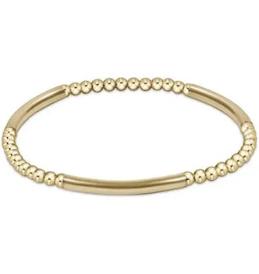 classic gold 3mm bead bracelet - bliss bar pattern smooth