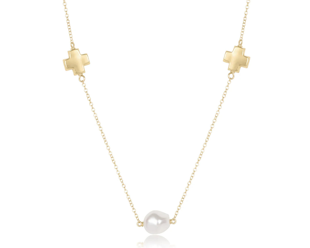 CHOKER SIGNATURE CROSS ADMIRE SIMPLICITY CHAIN GOLD - PEARL