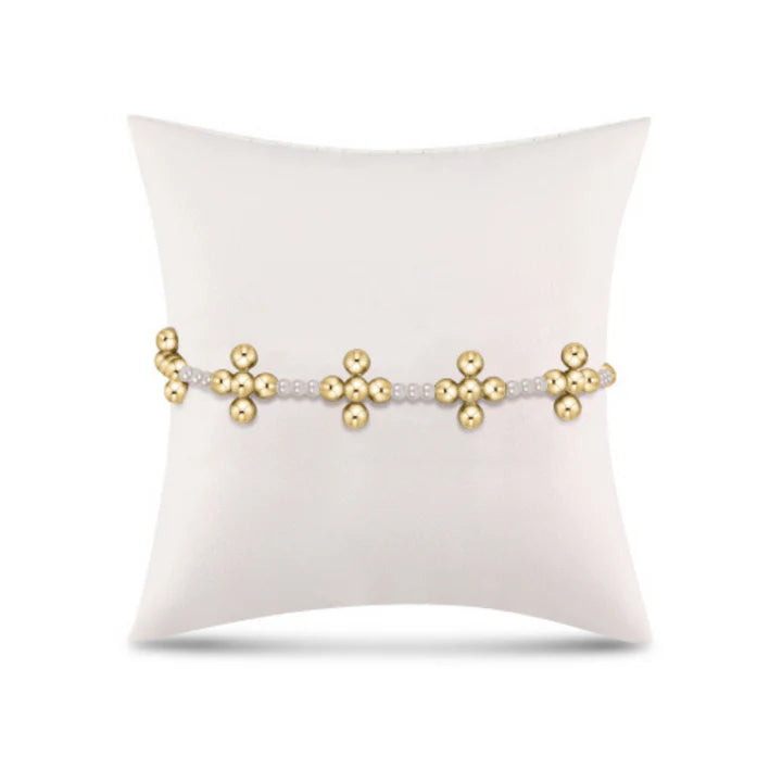Enewton Signature Cross Gold Sincerity Pattern PEARL 3MM Bead Bracelet