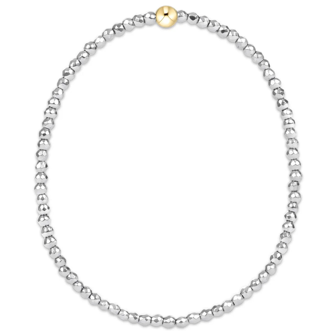 Extends Silver Faceted Hematite 2mm Bead Bracelet