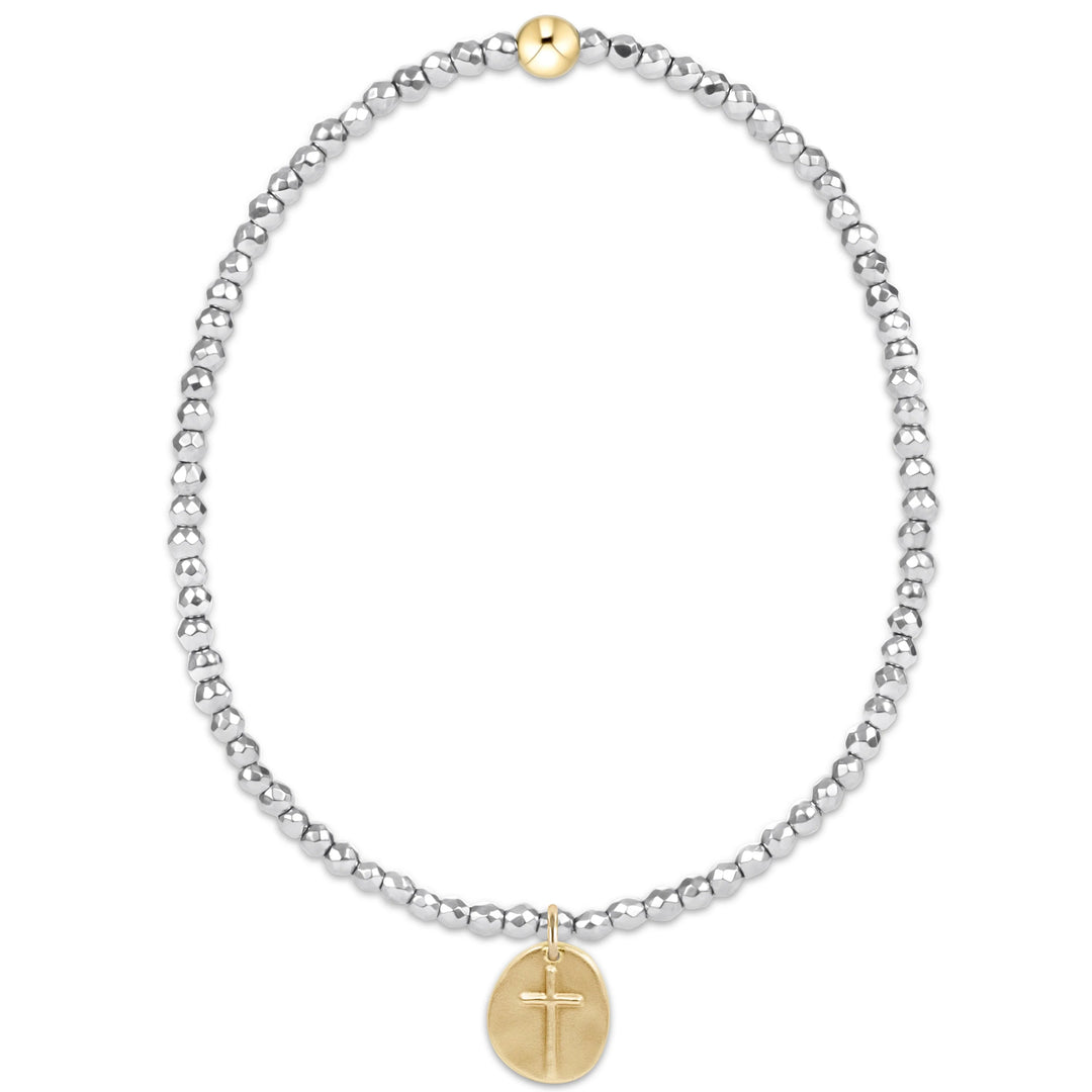 Extends Silver Faceted Hematite 2mm Inspire Small Gold Charm Bracelet