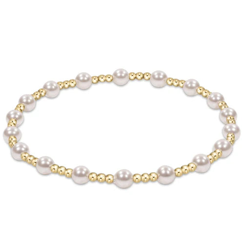 Egirl classic sincerity pattern 4mm bead bracelet - pearl