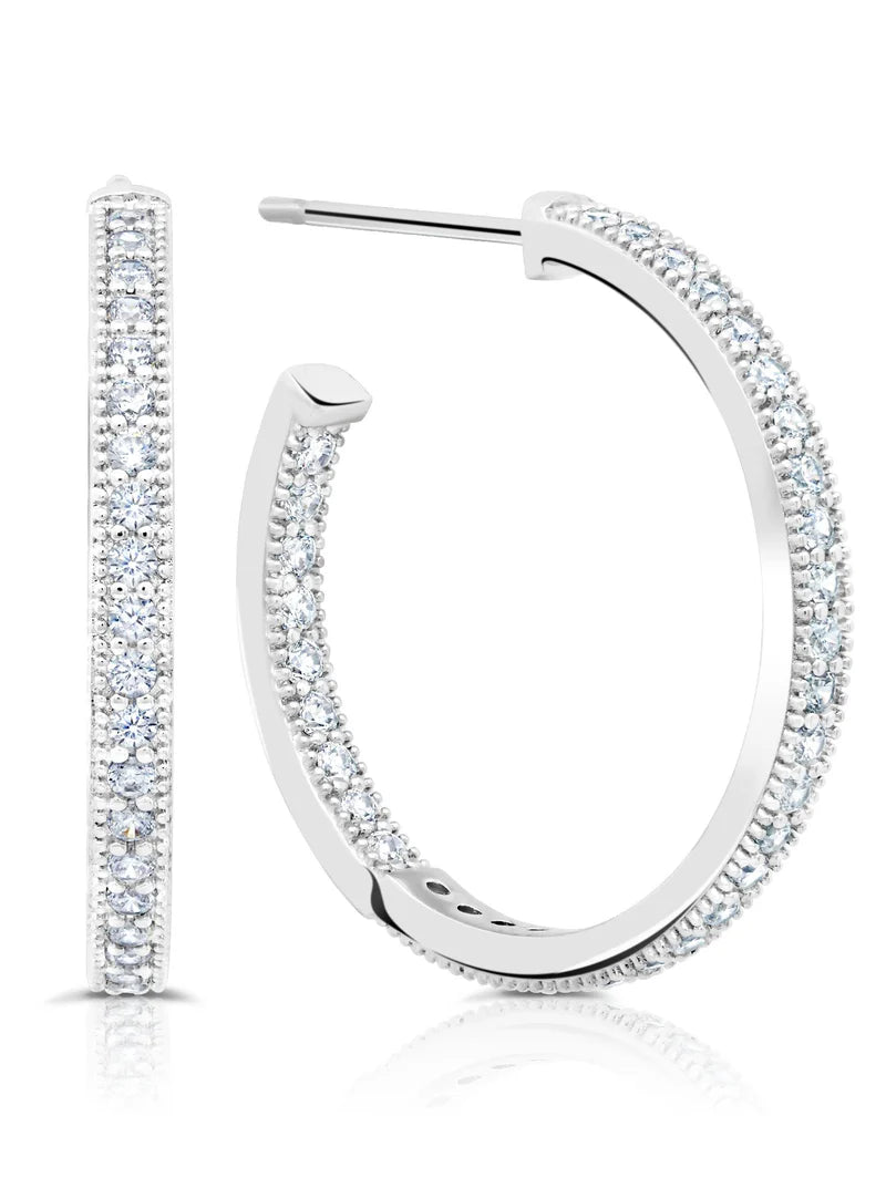 Small Pave Open Ended Hoop Earrings