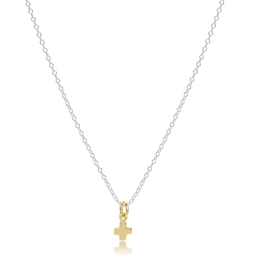 Enewton 16" necklace sterling mixed metal - signature cross small gold charm
