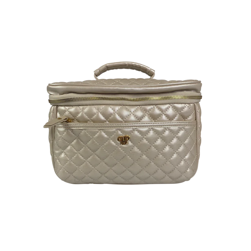 Train Case in Pearl Quilted