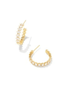 Cailin Crystal Hoop Earrings Gold Metal White Cz