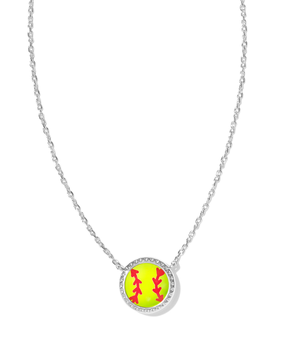 Softball Short Pendant Silver Chartreuse Magnesite Necklace