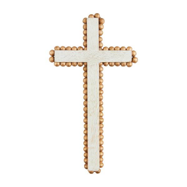 Med Gold Beaded Crosss Sitter
