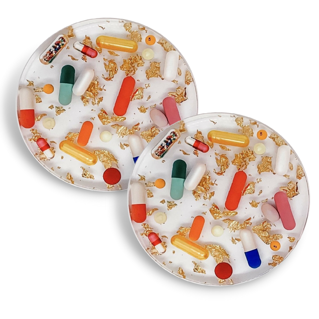Pills + Gold Coasters