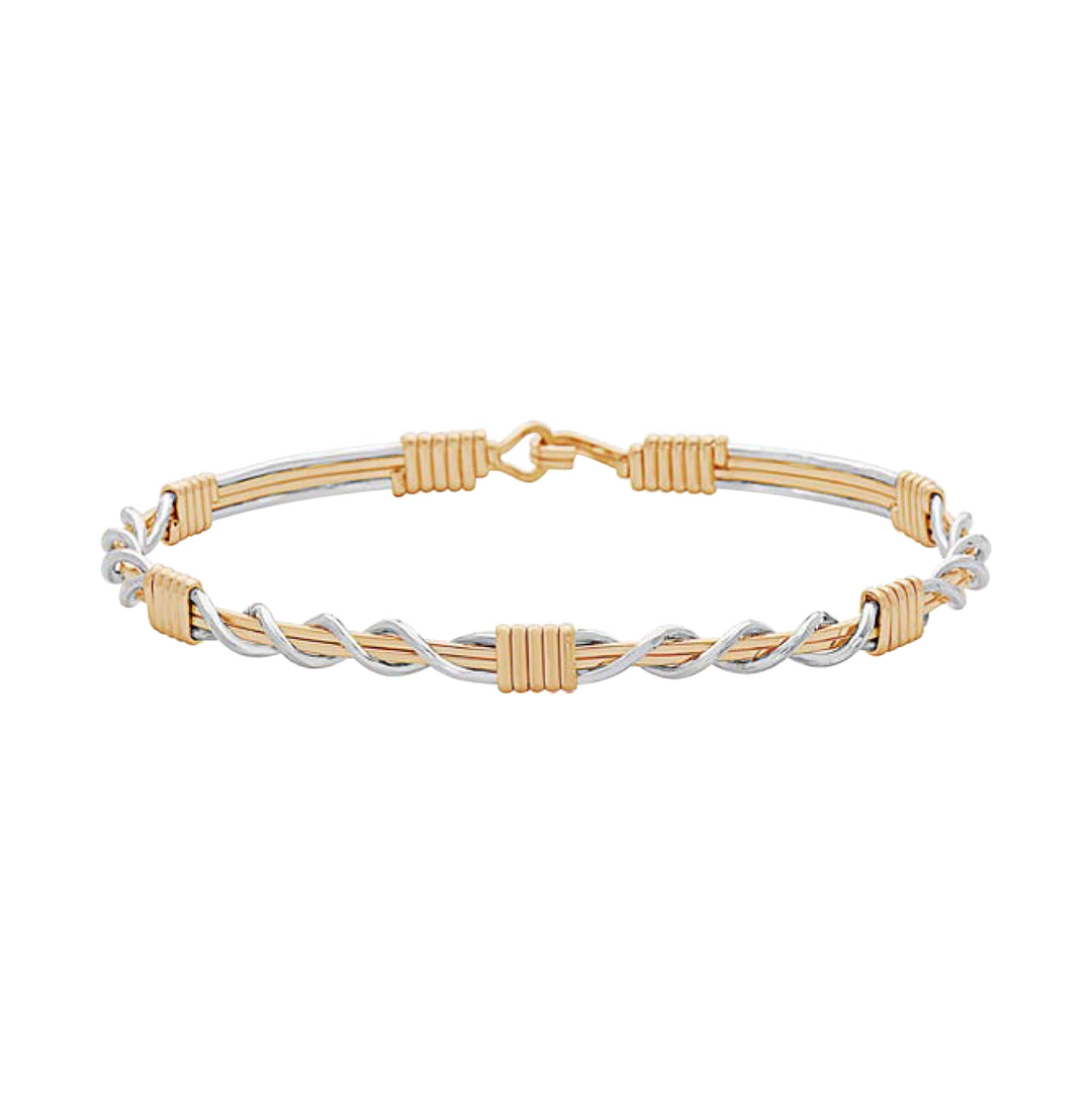 Ronaldo Thankful Gold Wire and Mirrored Sterling Silver Bracelet