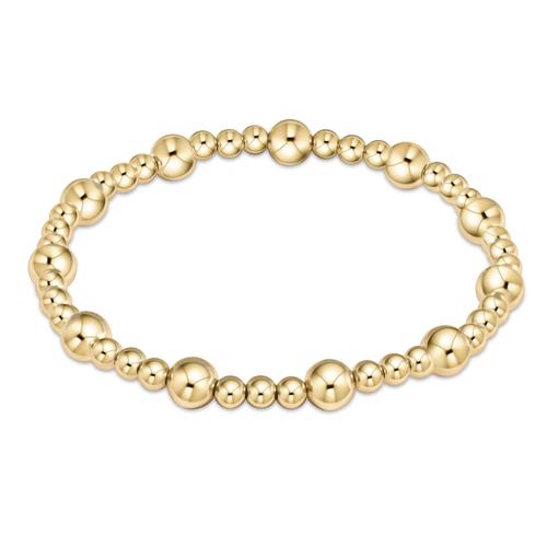 Classic Serenity Pattern 6mm Bead Gold Bracelet