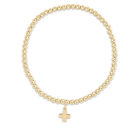enewton classic gold 3mm bead bracelet - signature cross gold charm