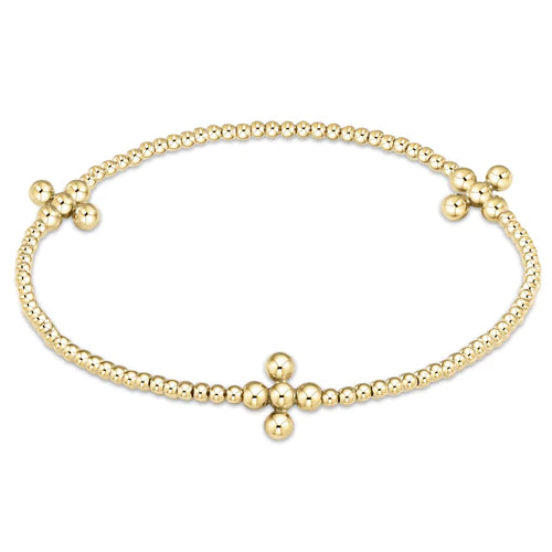 Enewton signature cross gold pattern 2mm bead bracelet - classic beaded signature cross gold