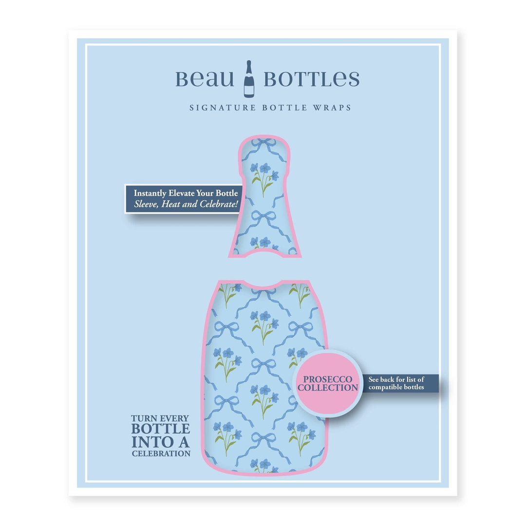 Beau Bottles - Beau Bottle Blue Bows and Blossoms - Prosecco Collection