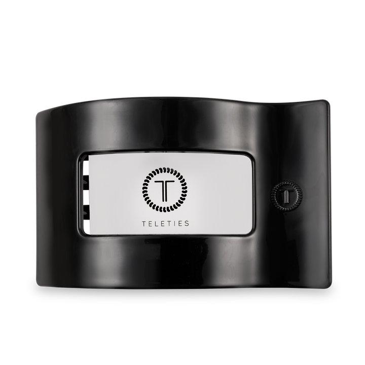 TELETIES - Flat Rectangle Hair Clip | Large | Jet Black