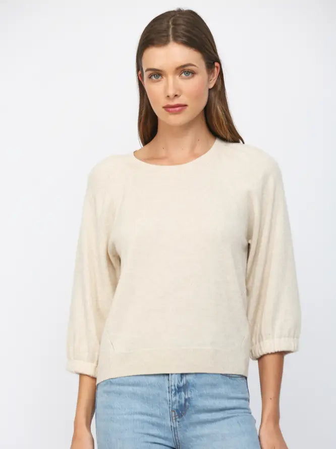 Cashmere Blend Elasticated Ribbed Cuff Raglan Sweater