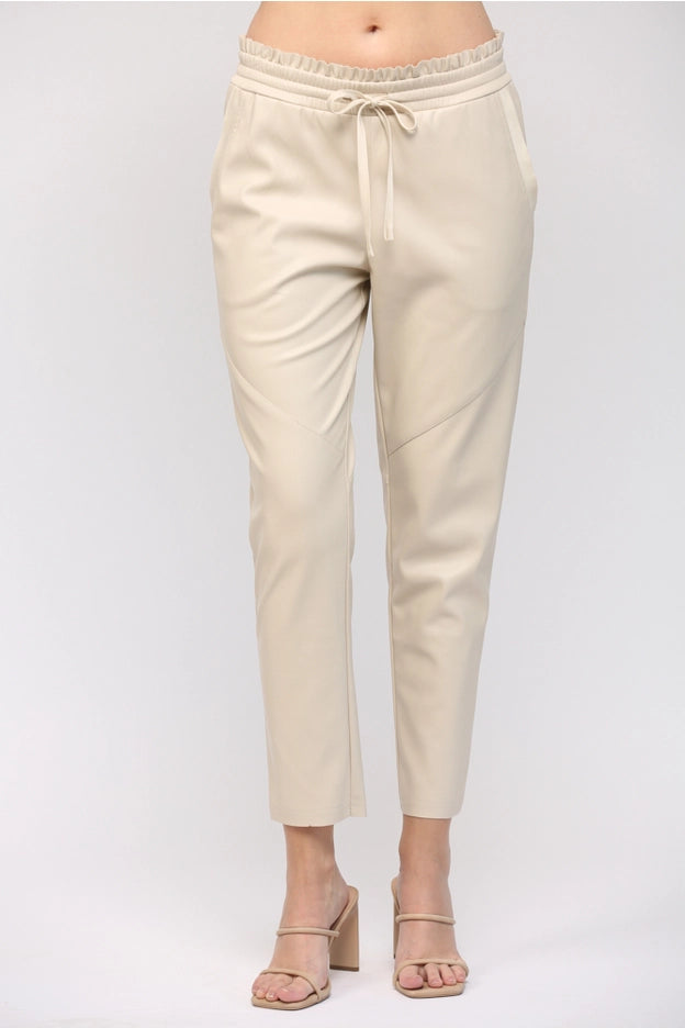 Faux Leather Drawstring Waist Pants