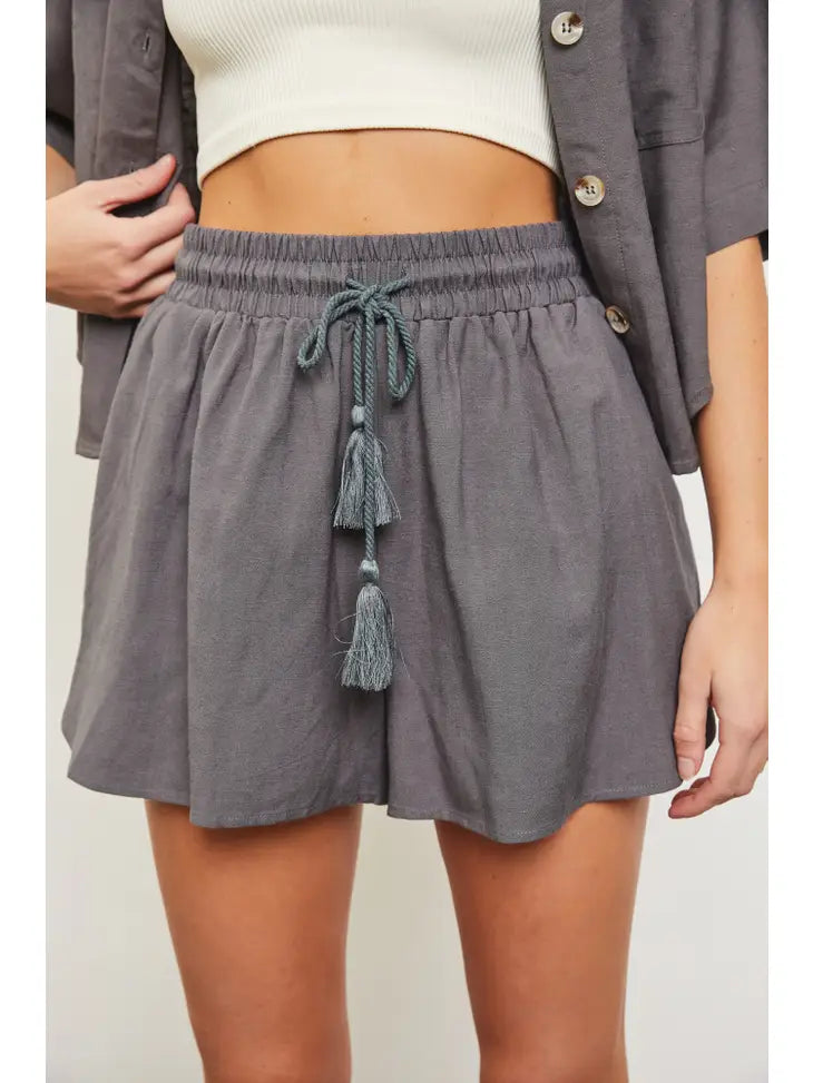 Waist Elastic Linen Shorts