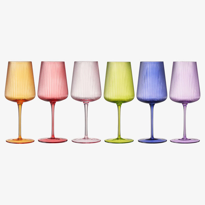 Ribbed Bright Colored Wine Glass