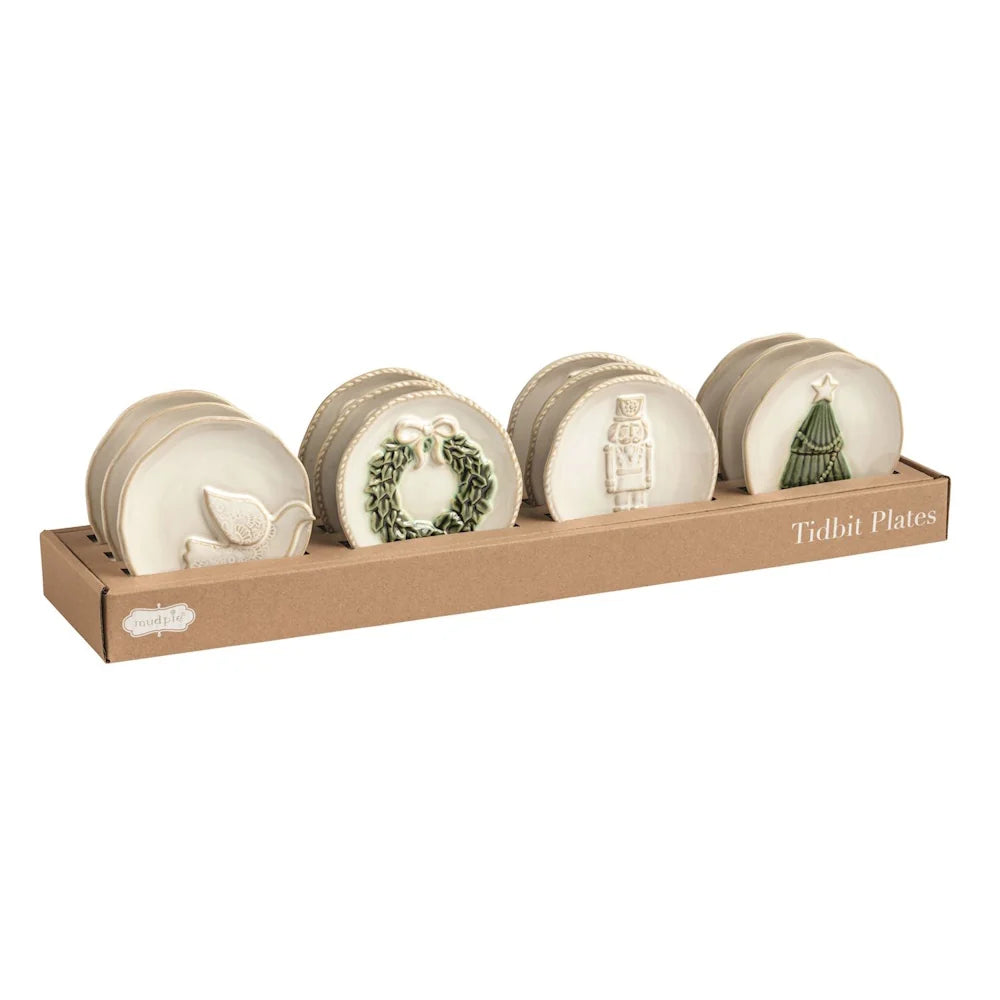 White Christmas Tidbit Plates