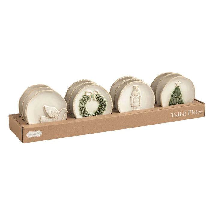 White Christmas Tidbit Plates