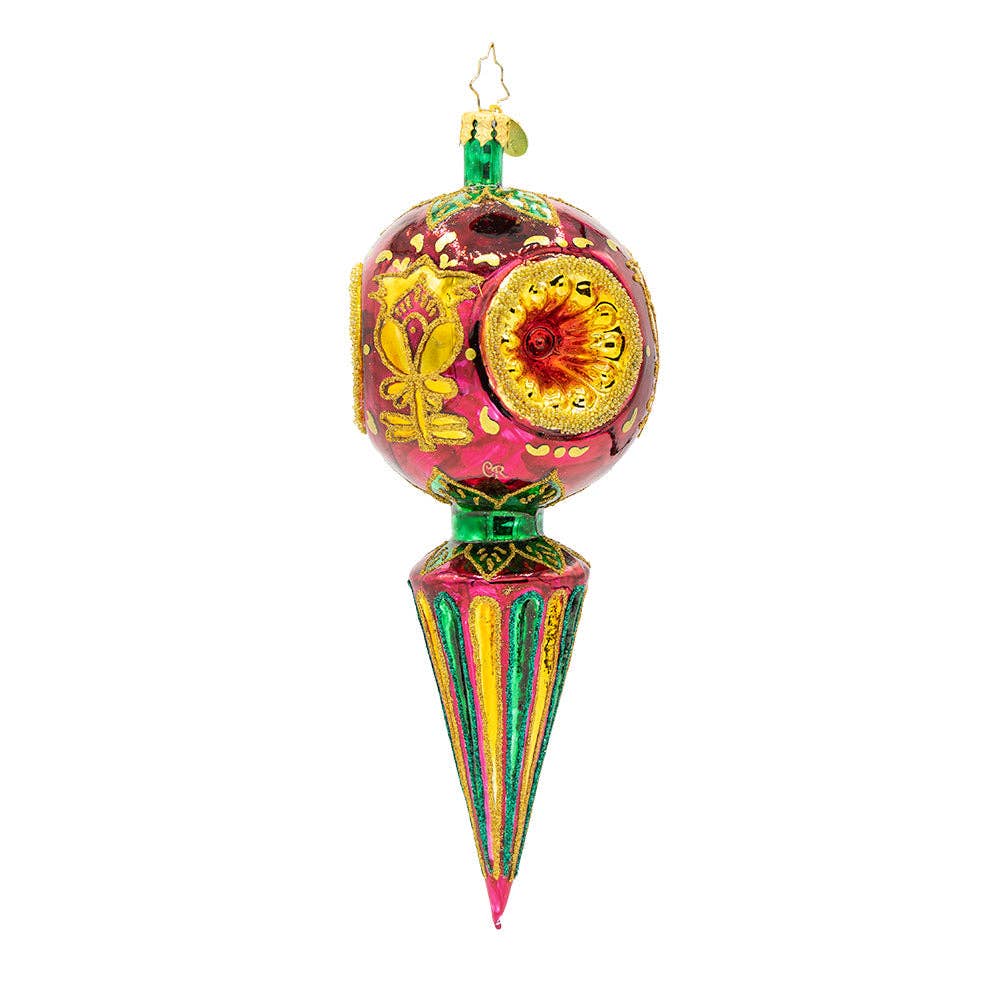 Holiday Glass Ornament – Golden Fluted Spire