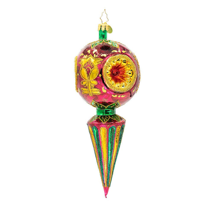 Holiday Glass Ornament – Golden Fluted Spire