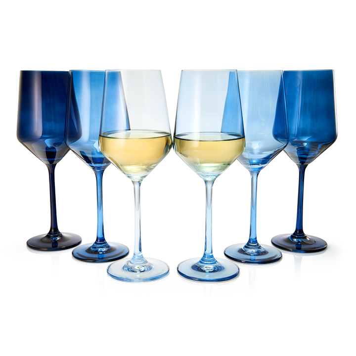 Blue Winter Christmas Wine Glasses | Set of 6