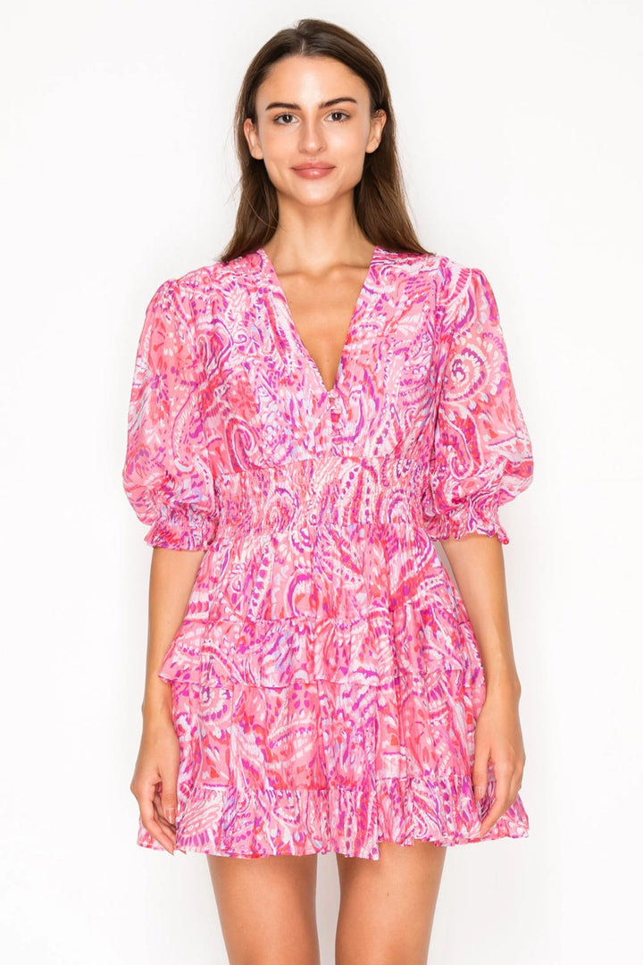 Rosey Echoes Short Dress