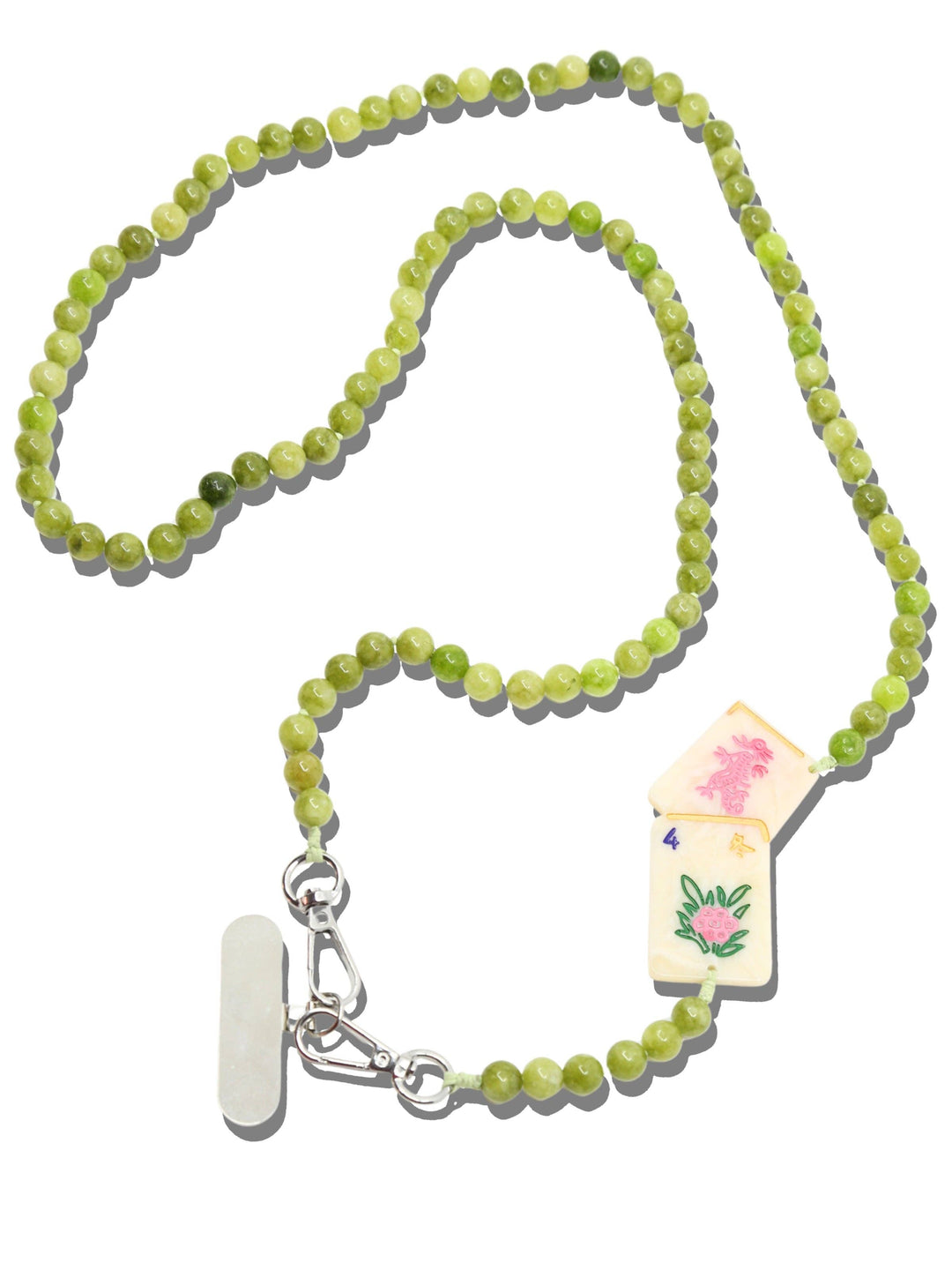 Hand-painted Flower Mahjong Crossbody Phone Chain