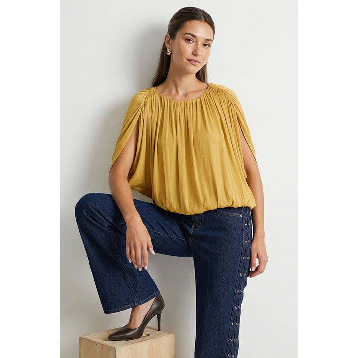 Grecian Drape Bubble Blouse