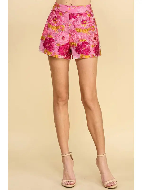Textured Floral Shorts