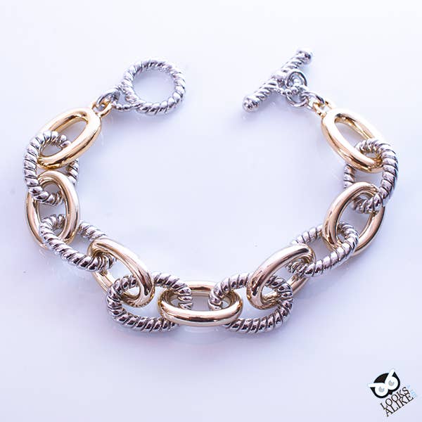 Two Tone Link Toggle Bracelet